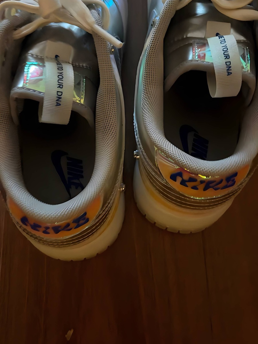 Nike Kids Iridescent Silver and Rainbow Accent Sneakers - Picture 4 of 4
